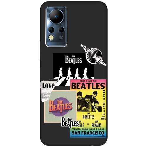 Матовый чехол Beatles Stickers для Infinix Note 12 G88 / Инфиникс Нот 12 с 3D эффектом черный матовый чехол kickboxing для infinix note 12 g88 инфиникс нот 12 с 3d эффектом черный