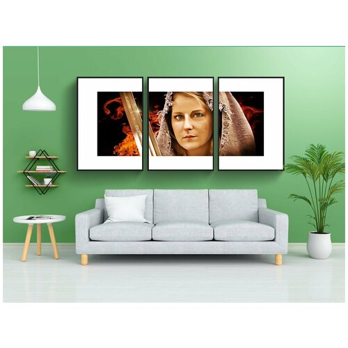 фото Набор модулных постеров для интерьера "женщина, женский пол, воин" 60x90 см. в тубусе, без рамки lotsprints