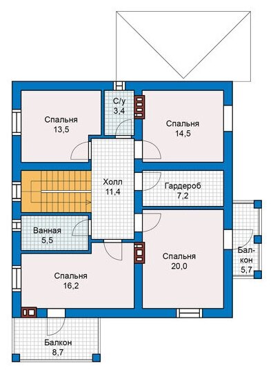 Проект газобетонного дома Catalog-Plans-57-46 (197,37кв.м, 14x12,45м, газобетон 400) - фотография № 7