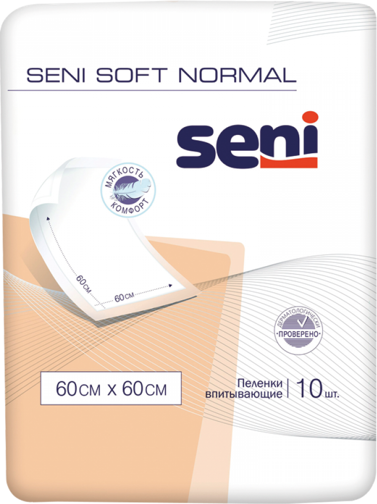 Пеленки впитывающие одноразовые Seni Soft Normal 60 x 60 см, 10 шт.