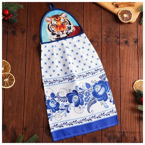 фото Полотенце "гжель", с головой, сублимация, 55х28 см 7306360 сима-ленд