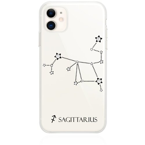 Прозрачный силиконовый чехол с кристаллами Lux для iPhone 11 Знак зодиака Стрелец Sagittarius для Айфон 11