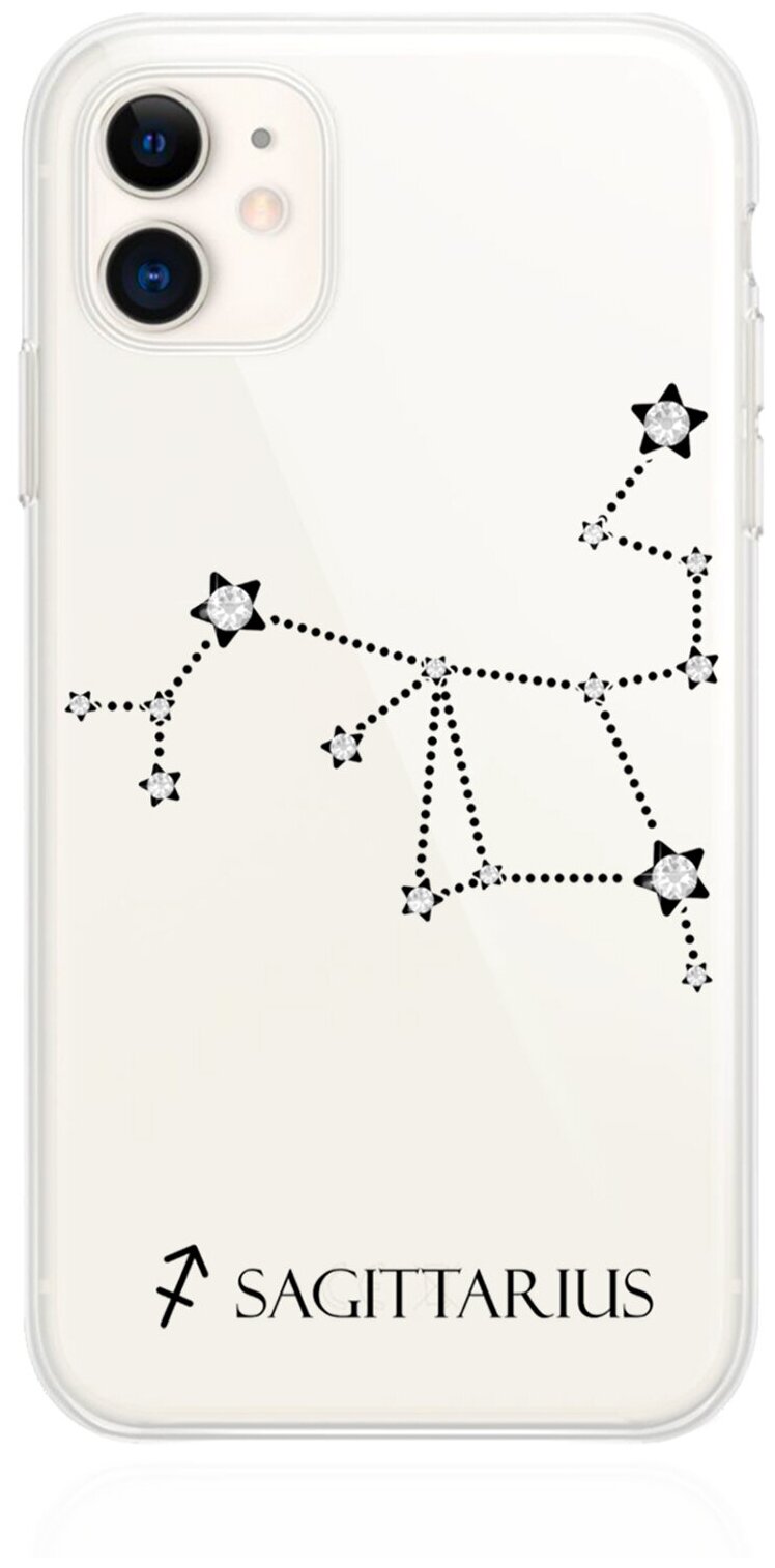 Прозрачный силиконовый чехол с кристаллами Lux для iPhone 11 Знак зодиака Стрелец Sagittarius для Айфон 11
