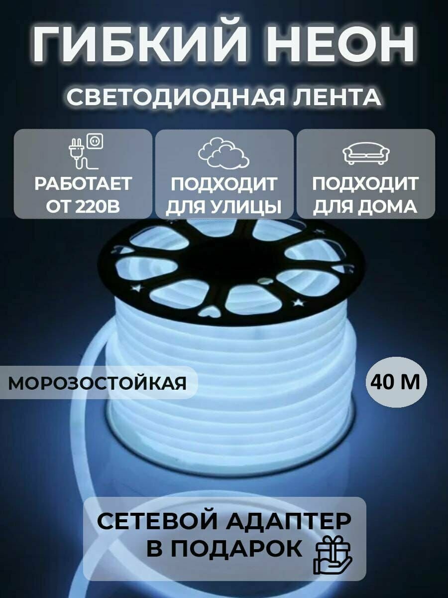 Светодиодная лента 40м, 220В, IP68, 140 LED/m Гибкий неон - фотография № 1