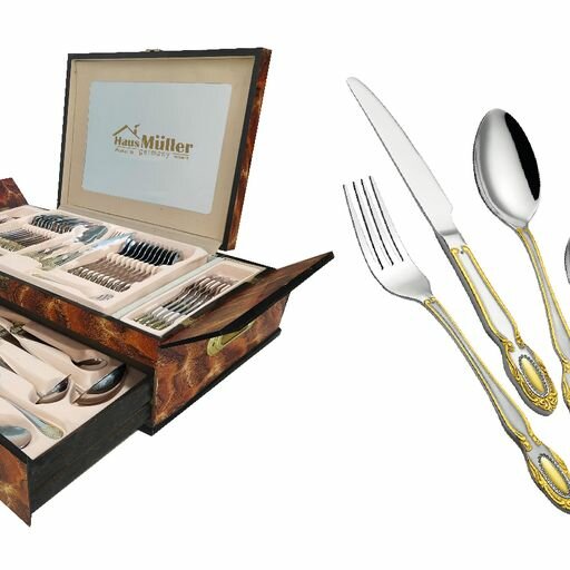 фото Столовый набор 72 пр. "Haus Müller", HM - 340 , коричневый мрамор