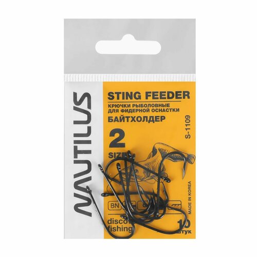 фото Крючок sting feeder байтхолдер s-1109, цвет bn, № 2, 10 шт. россия