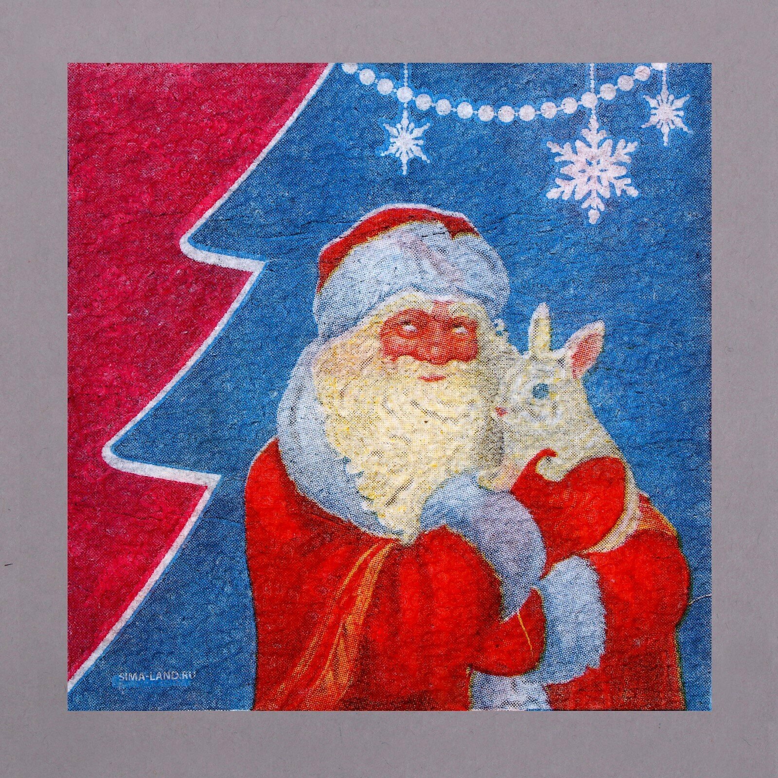 Салфетки бумажные однослойные ТероПром 9111686 «Дед Мороз», 24×24 см, набор 50 штук - фотография № 5