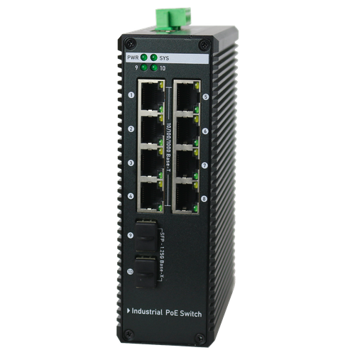 Управляемый коммутатор XVI SWP5508, 8-портовый, 8RJ45 + 2SFP + 1Console, 8PoE+, 240Вт