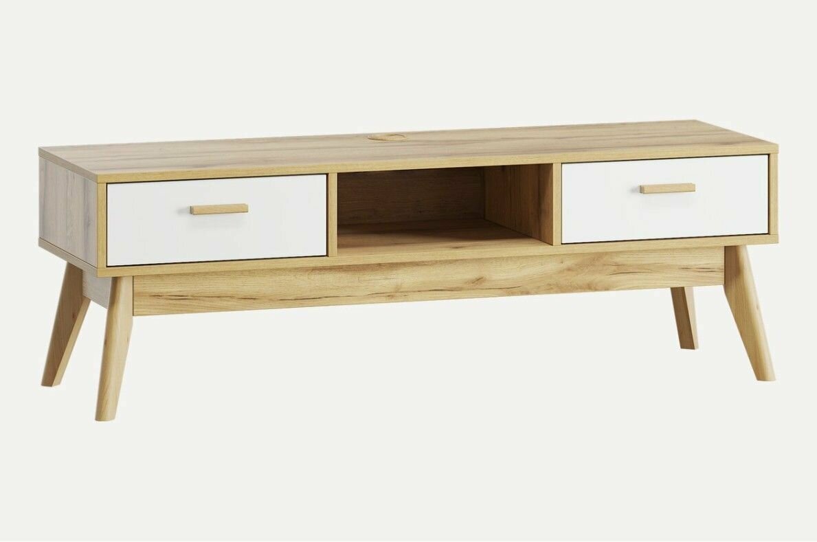 фото ТВ-тумба Нордик-3 Wood White, 128 см х 40 см х 43 см
