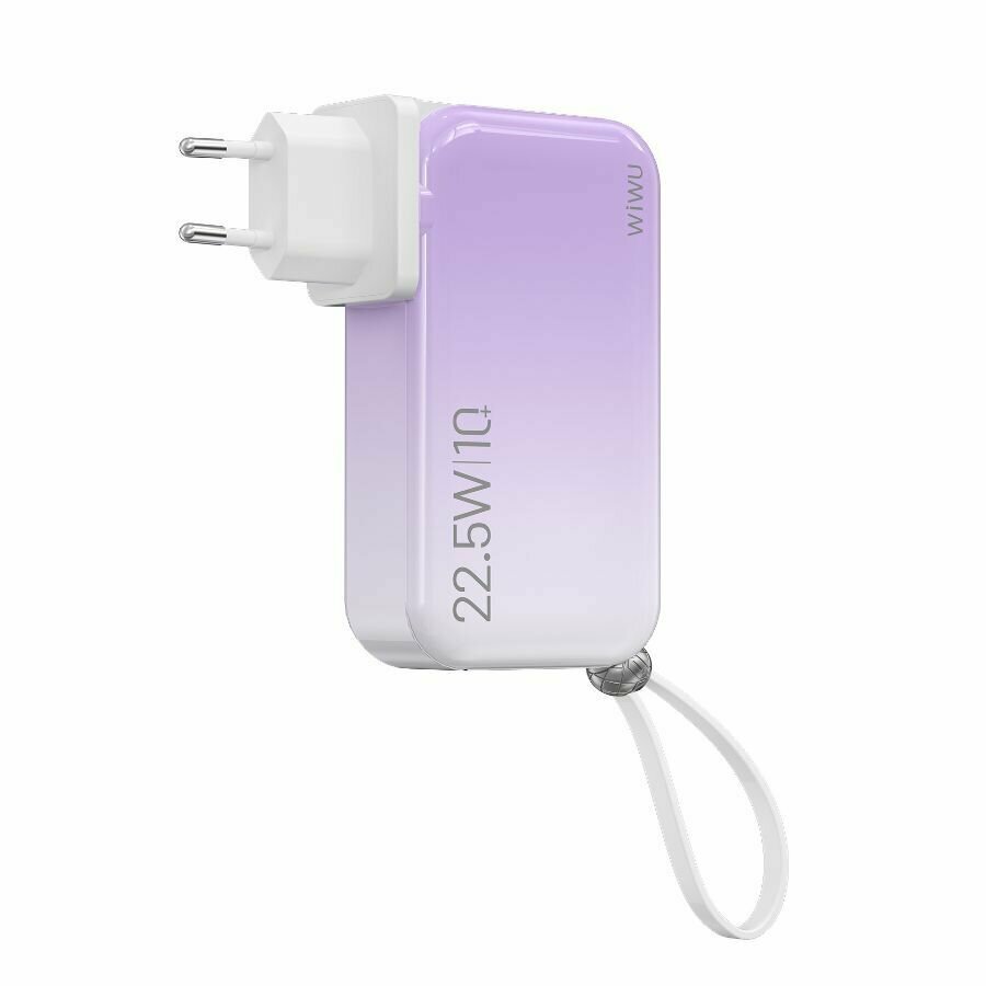 Зарядное устройство с функцией Power Bank на 10000 мАч WiWU JC-23, 3 в 1 US+UK+EU 22.5 Вт - Фиолетовый