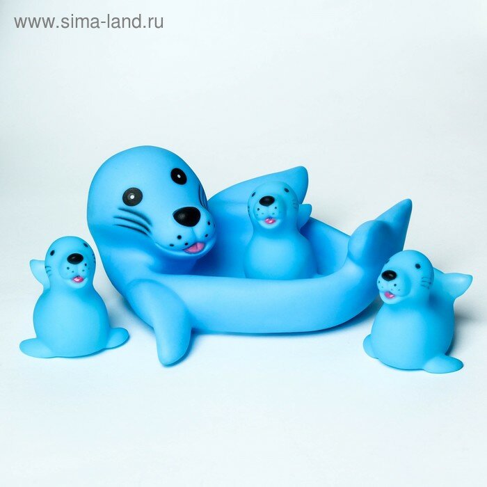 Набор резиновых игрушек для ванны Мыльница: Утки , 13,5 см, с пищалкой, 4 шт, Крошка Я