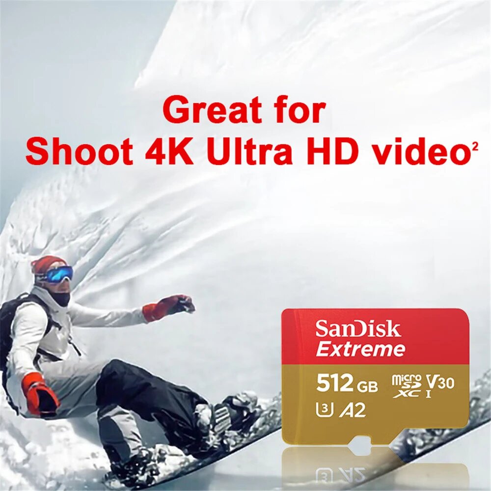Оригинальная карта памяти micro SDXC A2 U3 UHS-I V30 USB3.0 Extreme 4K Video Flash micro SD Card для камеры GoPro DJI Nintendo, 256GB — фото 1