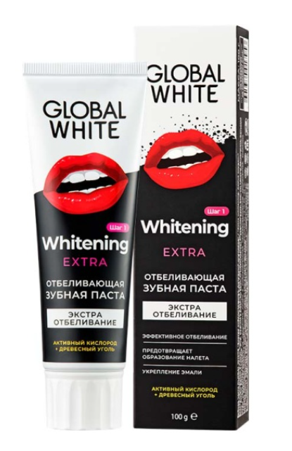 Зубная паста Global White Extra Whitening Отбеливающая, 100 г