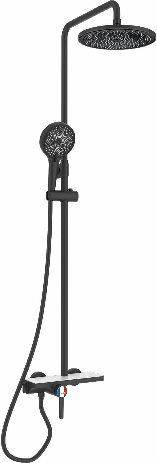 Душевая система с тропическим душем и изливом A-FIVE черная (А5-0638)