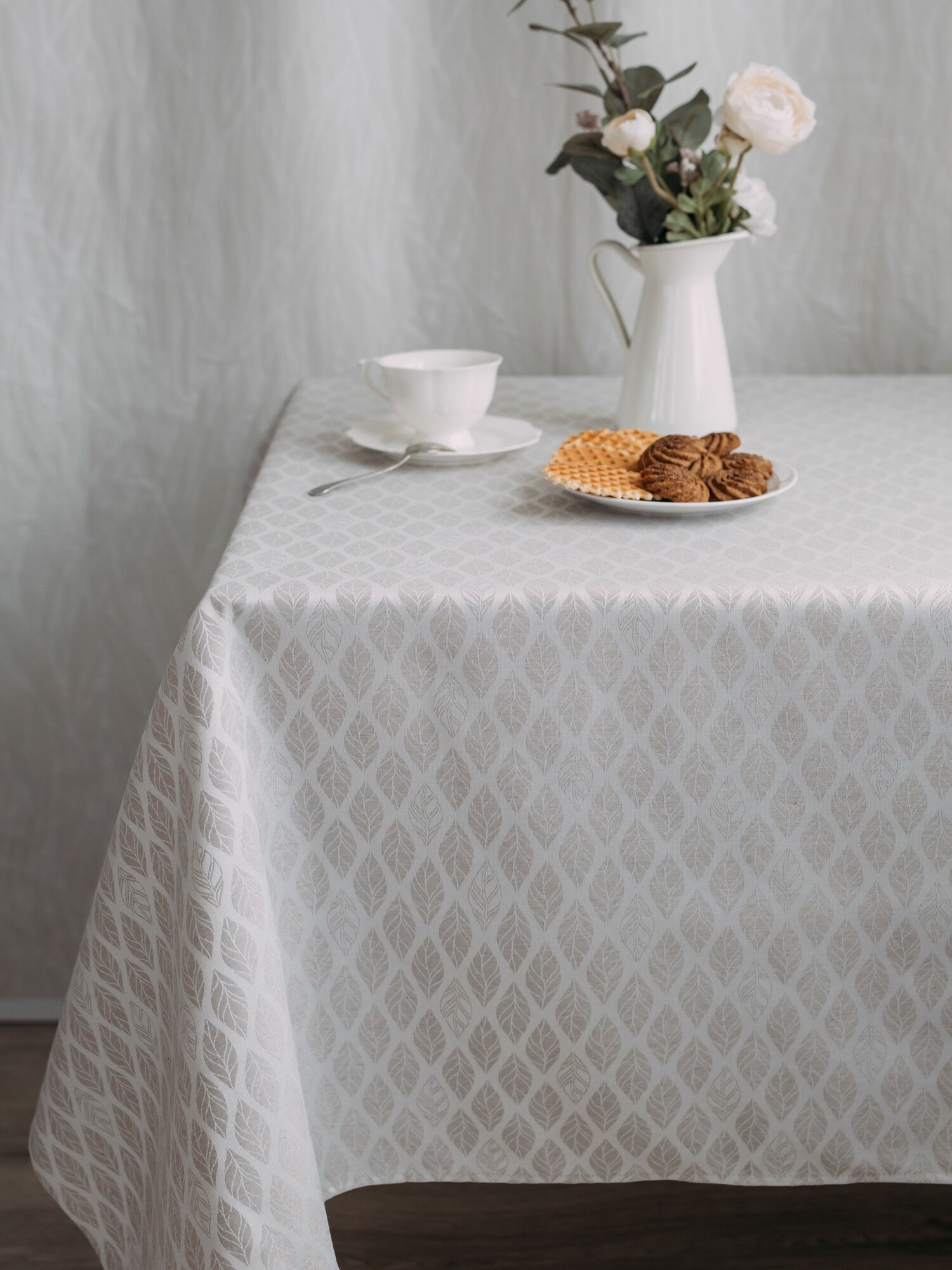 Скатерть на стол для кухни столовая прямоугольная текстиль хлопок/пэ 220*150см 1 штука 2699/154504