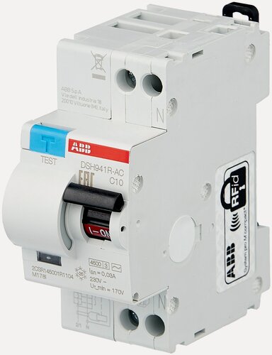 Изображение товара Дифференциальный автомат ABB DSH941R 2П 30 мА C 4.5 кА AC электромеханический 10 А