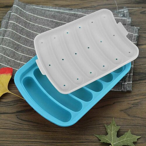 Форма для сосисок цвет голубой Форма для запекания силиконовая 19х13 см 320₽