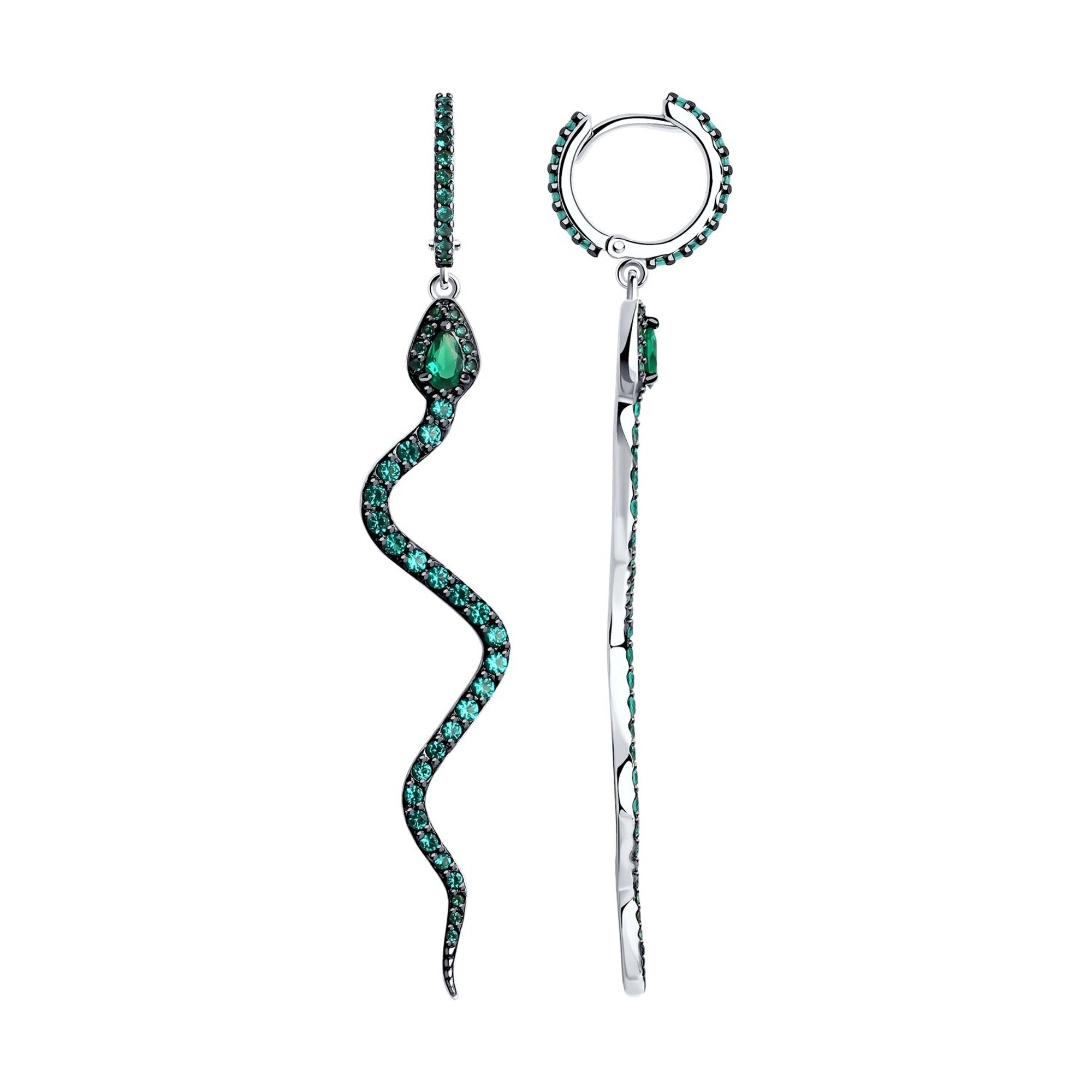 Серьги Diamant online, серебро, 925 проба, родирование, фианит