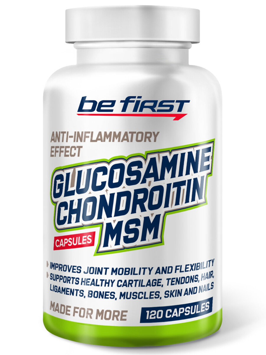 Для суставов и связок глюкозамин хондроитин метилсульфонилметан Be First Glucosamine + Chondroitin + MSM - 120 капсул