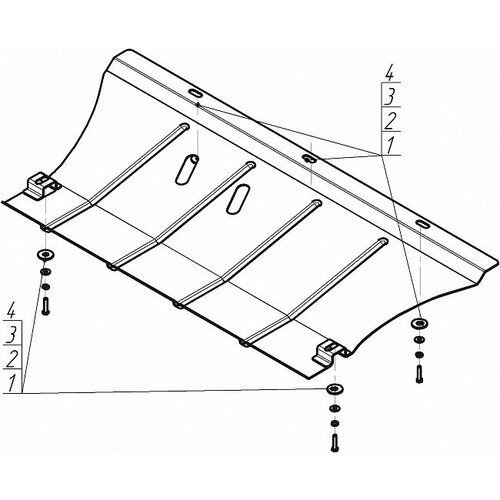 Усиленная защита Motodor картера двигателя, кпп. 2 мм, сталь. для Renault Megane 2002-2009 арт.01713