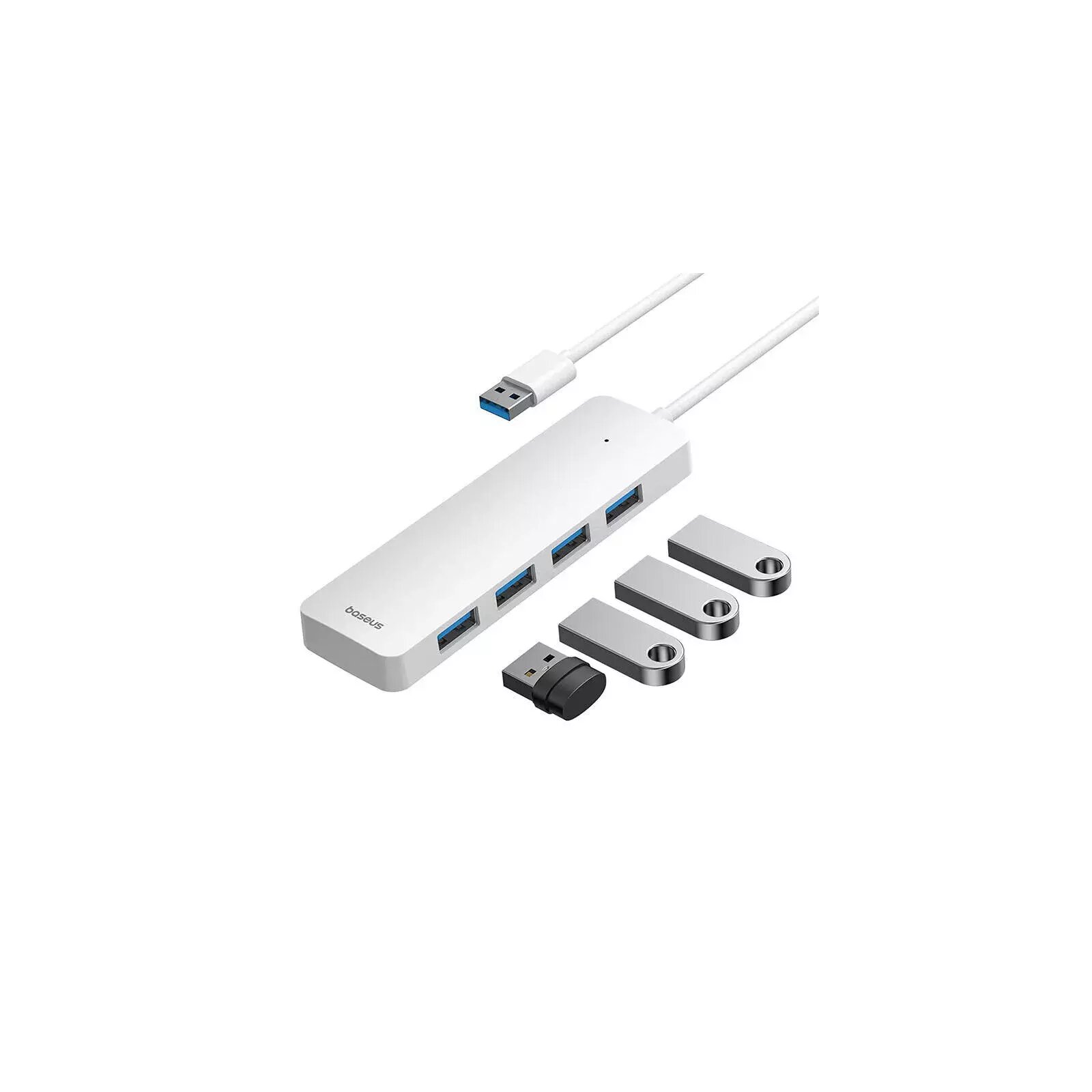 Хаб концентратор Baseus UltraJoy Series 4-Port HUB Lite 150см Moon White (USB-A - USB3.0*4) B0005280B211-03