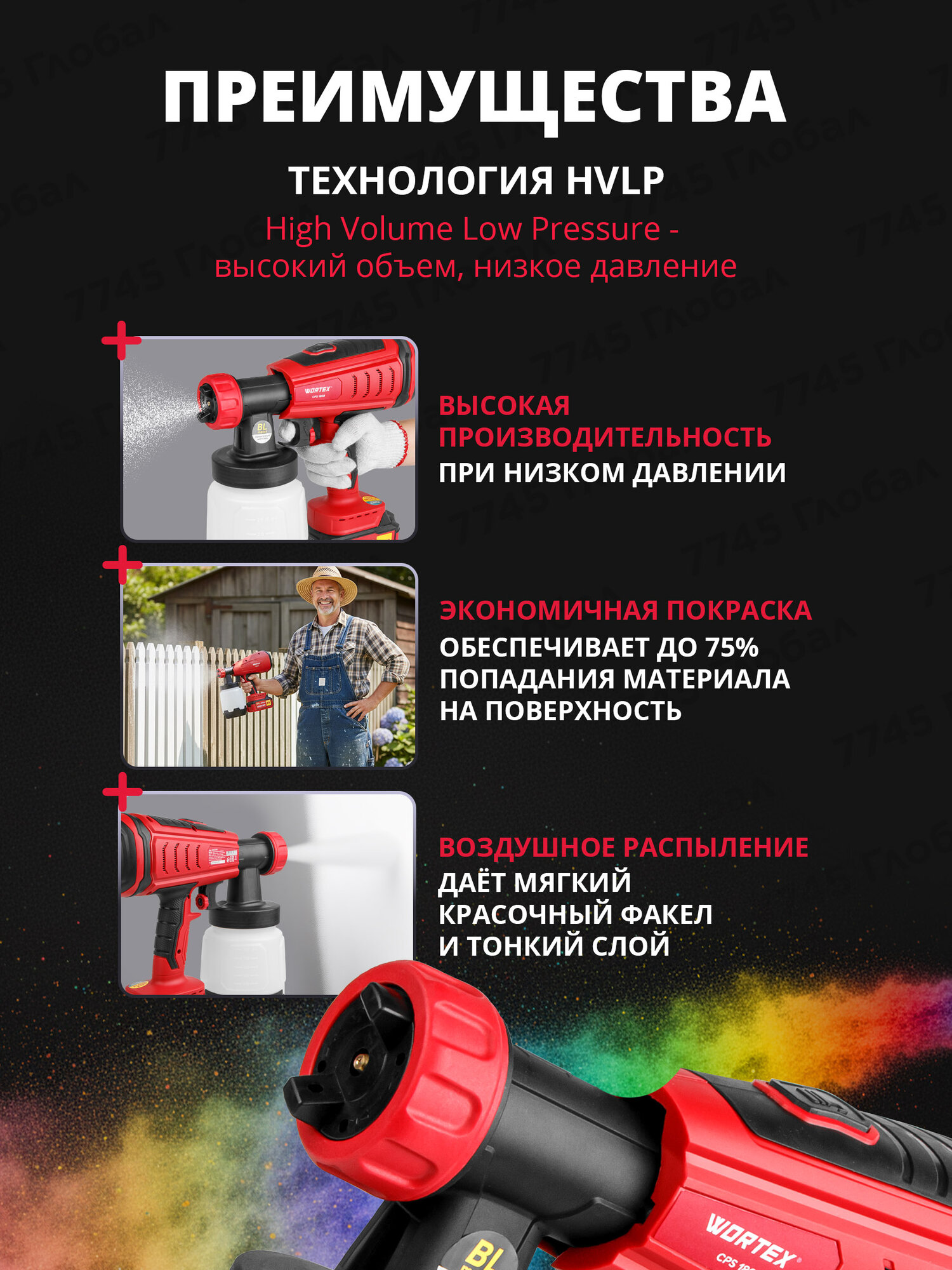 Краскораспылитель аккумуляторный WORTEX CPS 1808 ALL1 без АКБ и ЗУ (0333263) — фото 1
