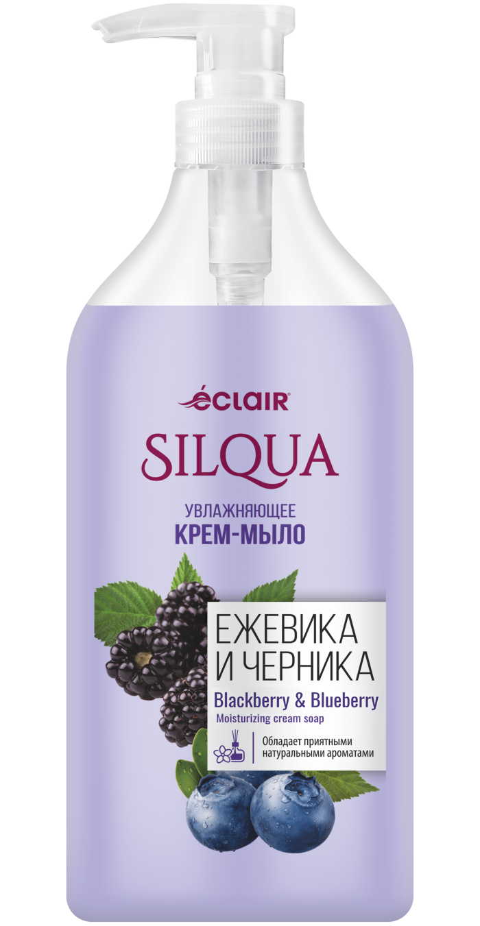 Жидкое мыло SILQUA "Ежевика и Черника", с дозатором, для всех типов кожи, 830 мл