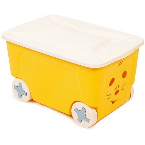 Детский ящик для игрушек COOL на колесах 50 литров, цвет жёлтый детский ящик малышарики на колесах 50 л цвет липовый