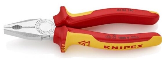 Пассатижи Knipex 0306180, хромированные 180 mm