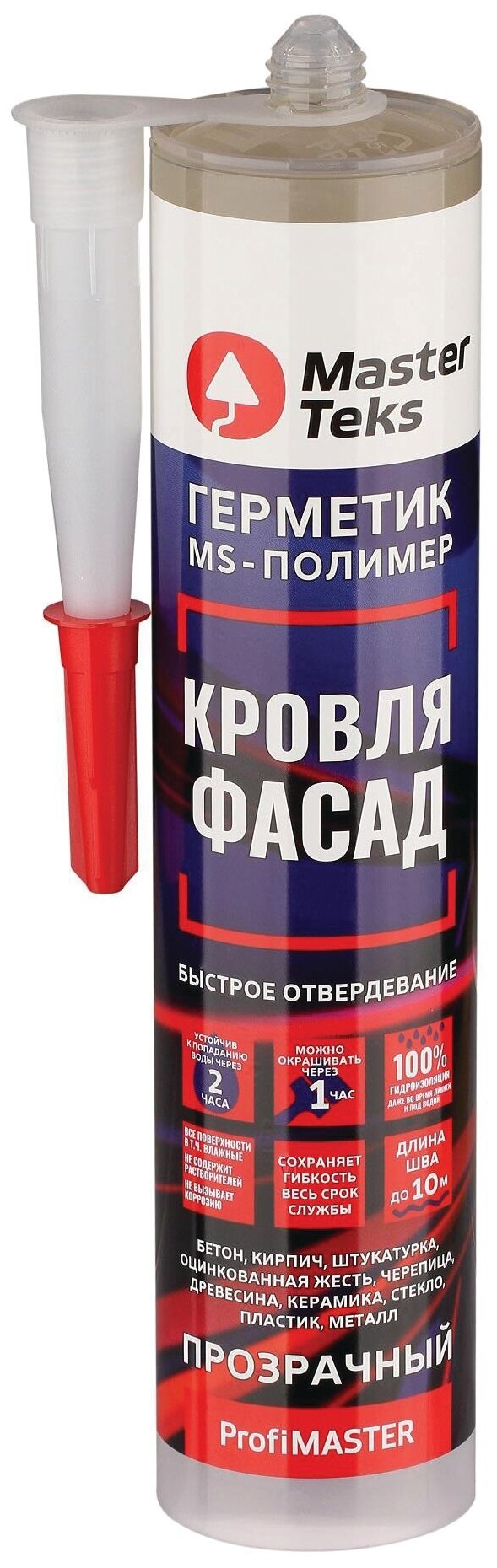 фото Герметик "PROFIMASTER" ms-полимер кровля И фасад 280 МЛ прозрачн.(12) "MASTERTEKS"