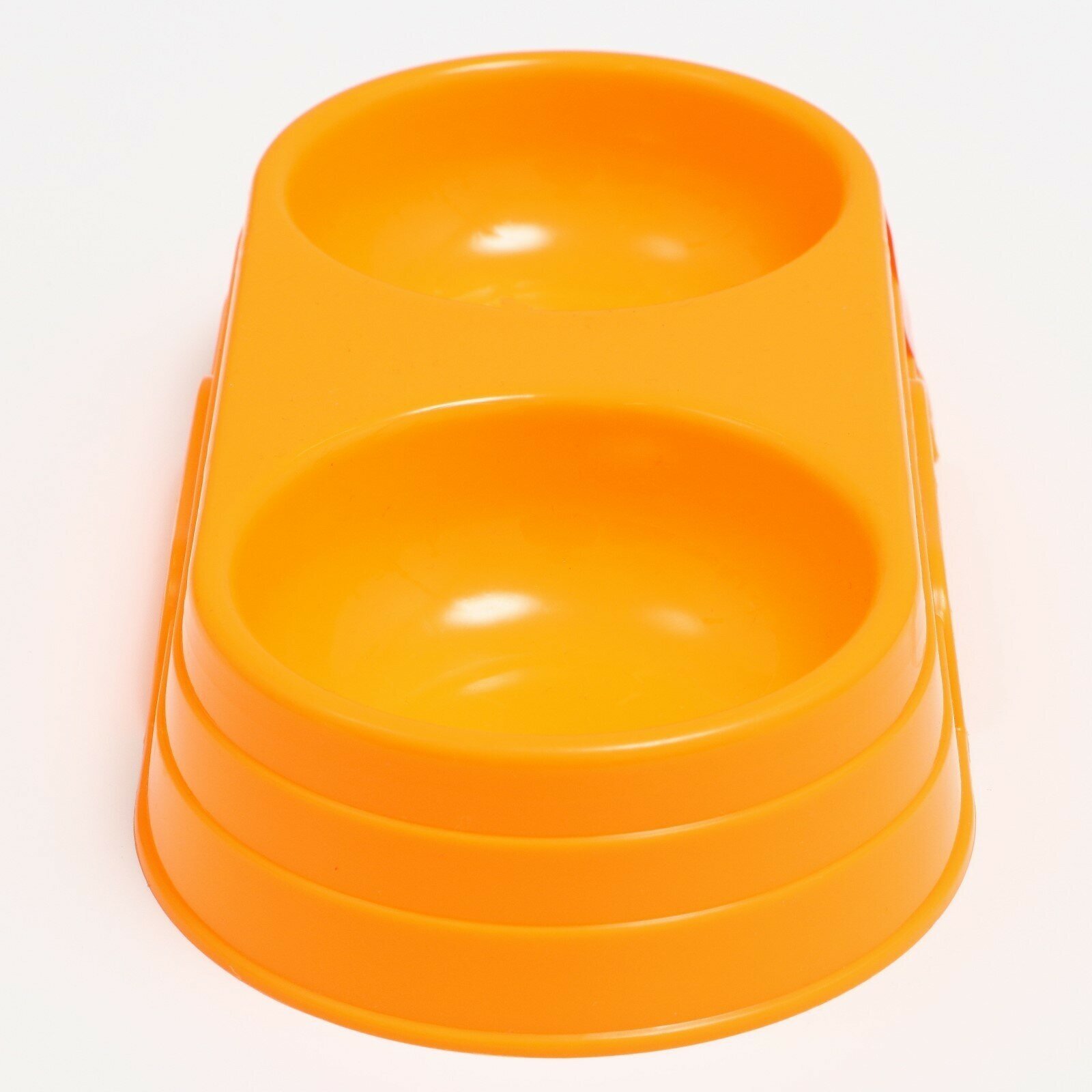 Миска пластиковая двойная "Дуэт", 24 х 12,5 х 4,5 см, оранжевая 7533298 - фотография № 3