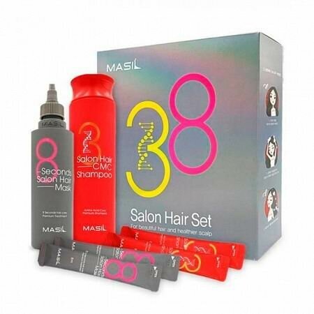 Набор для ухода за волосами MASIL 38 SECONDS SALON HAIR SET Восстанавливающий шампунь с аминокислотами, Маска для быстрого восстановления 200мл+300мл+8мл*4 8809744060132