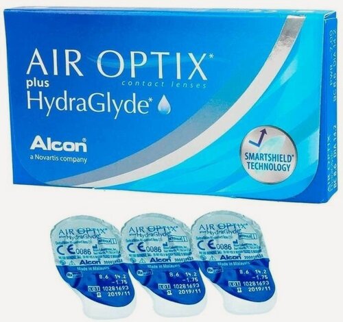Изображение товара Контактные линзы Alcon Air Optix HydraGlyde 3 линзы, R 8.6, -0.5