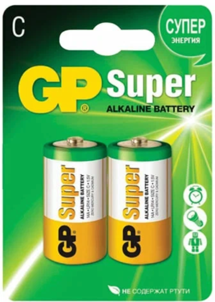 GP - Батарейки Super Alkaline Battery C LR14 14A 1.5V 2 шт