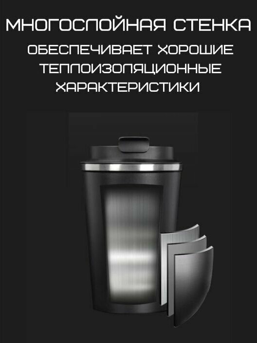 Термокружка с датчиком температуры автомобильная 510 мл. для кофе, чая, горячих и холодных напитков - фотография № 3