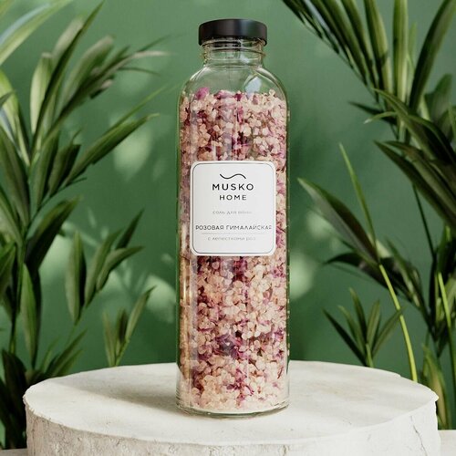 Соль для ванны, 550 г, розовая гималайская соль, роза