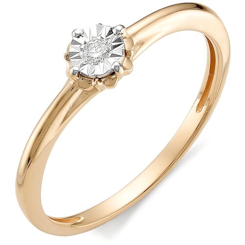 фото Алькор кольцо с бриллиантом из красного золота 11970-100, размер 18.5