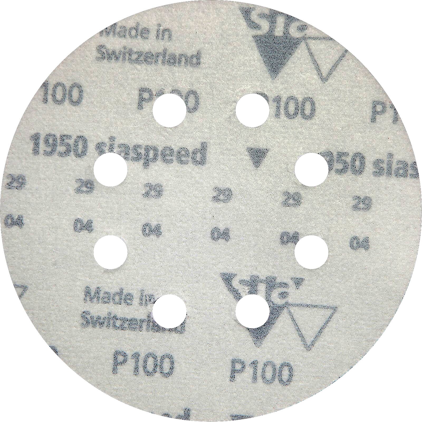 Круг шлифовальный на липучке "siaspeed 1950" - 6  D 125 8 отверстий Р 100 водостойкая наждачная бумага наждачный круг наждачка шкурка