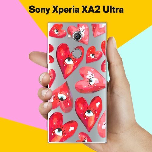 Силиконовый чехол на Sony Xperia XA2 Ultra Сердца / для Сони Иксперия Икс А2 Ультра силиконовый чехол на sony xperia xa2 ultra сони иксперия ха 2 ультра папоротник фон 2 прозрачный