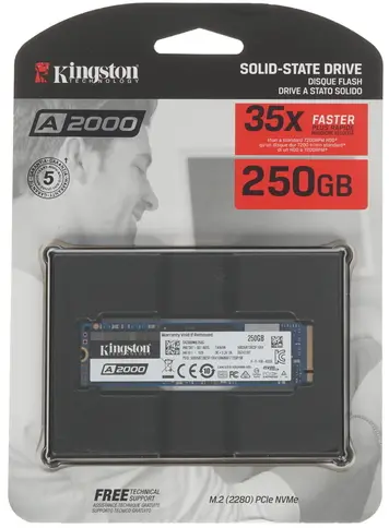 SSD накопитель KINGSTON A2000 250ГБ, M.2 2280, PCI-E x4, NVMe - фото №6