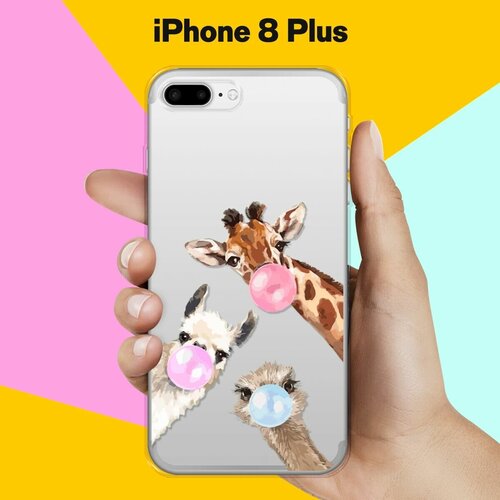 Силиконовый чехол Лама, жираф и страус на Apple iPhone 8 Plus силиконовый чехол лама в очках на apple iphone 8 plus