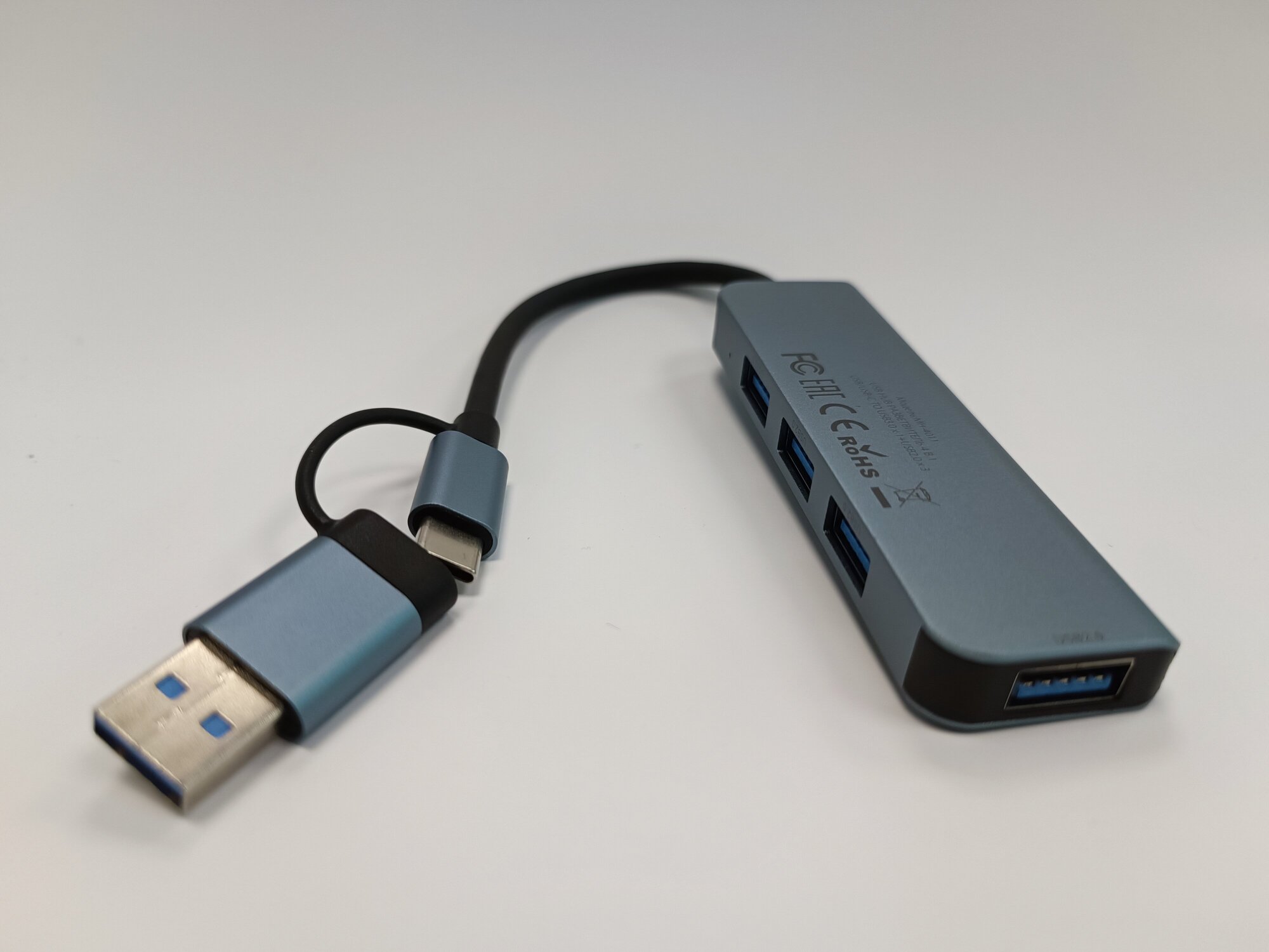Usb Hub Разветвитель 4-in-1 Multifunctional Type-C Adapter USB/USB-C to USB30х1+USB20х3 Mivo MH-4011