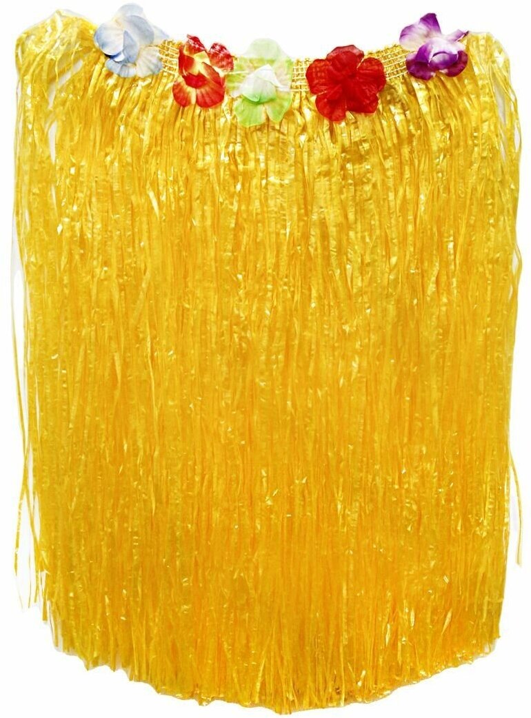 Юбка гавайская с цветами желтая гавайская хула 60 см