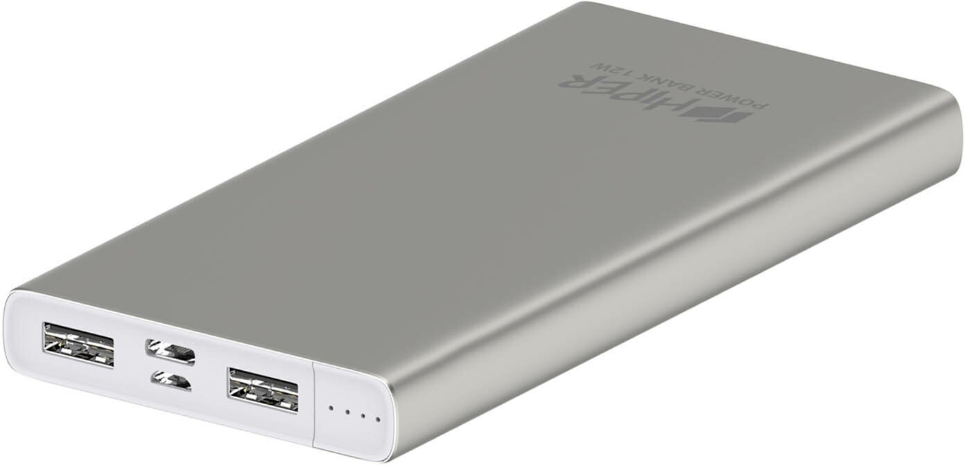 Внешний аккумулятор Hiper Metal 10K 10000mAh 2.4A 2xUSB серебристый (METAL 10K SILVER) - фото №2