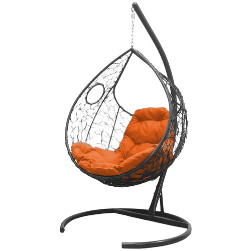 Подвесное кресло M-group долька серое, оранжевая подушка