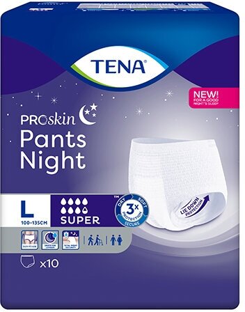 Подгузники-трусы Tena Pants Night Super Large, объем талии 100-135 см, 10 шт.