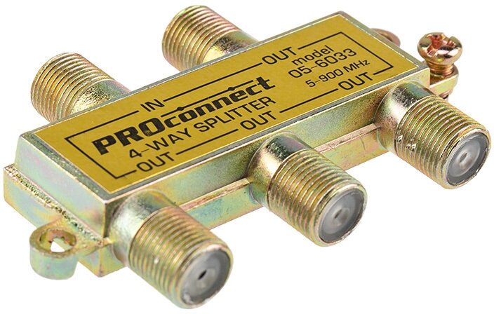 Сплиттер PROconnect, 4-WAY, 5-900МГц, 4 ТВ - фотография № 1