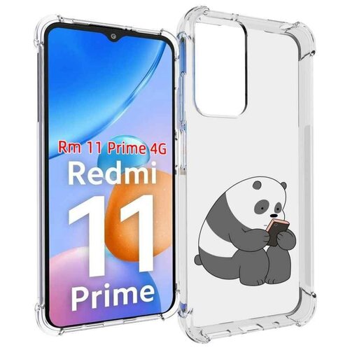 Чехол MyPads панда-в-телефоне для Xiaomi Redmi 11 Prime 4G задняя-панель-накладка-бампер
