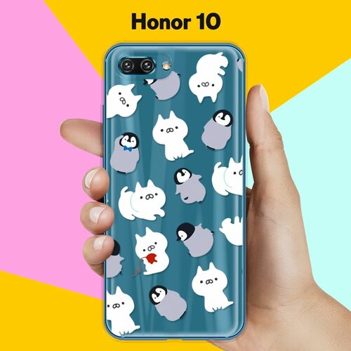 Силиконовый чехол Котики и пингвины на Honor 10