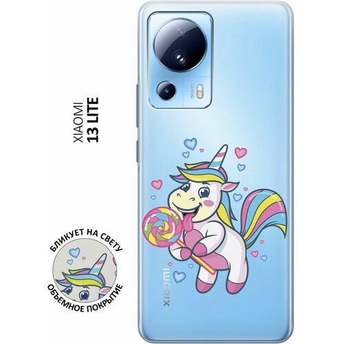 Силиконовый чехол с принтом Unicorn and candy для Xiaomi 13 Lite / Сяоми 13 Лайт